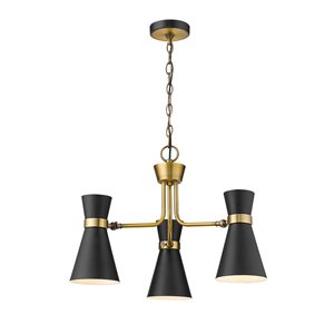 Z-Lite Matte Black/Heritage Brass Metal Soriano 3-Light Chandelier