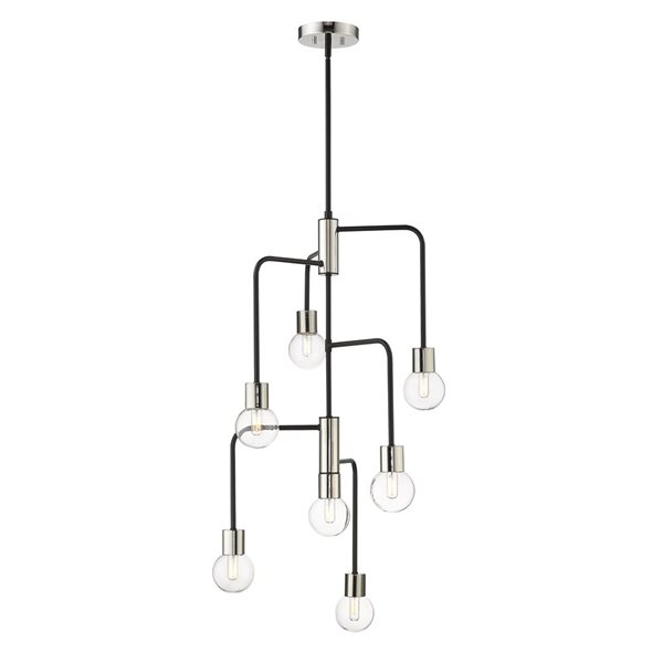 Z-Lite Matte Black/Polished Nickel Glass Neutra 7-Light Chandelier