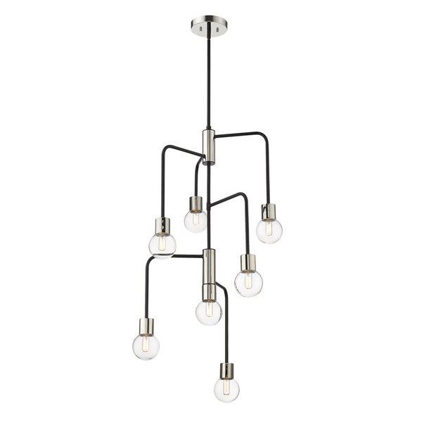 Z-Lite Matte Black/Polished Nickel Glass Neutra 7-Light Chandelier