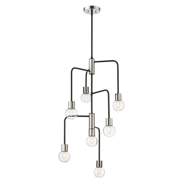 Z-Lite Matte Black/Polished Nickel Glass Neutra 7-Light Chandelier