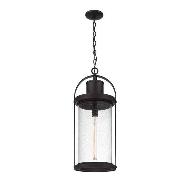 Z-Lite Black Roundhouse 1-Light Outdoor Chain Mount Ceiling Fixture