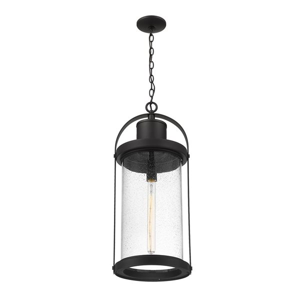 Z-Lite Black Roundhouse 1-Light Outdoor Chain Mount Ceiling Fixture