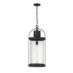 Z-Lite Black Roundhouse 1-Light Outdoor Chain Mount Ceiling Fixture