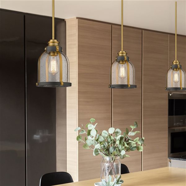 Z-Lite Plated Bronze Burren 1-Light Mini Pendant Light