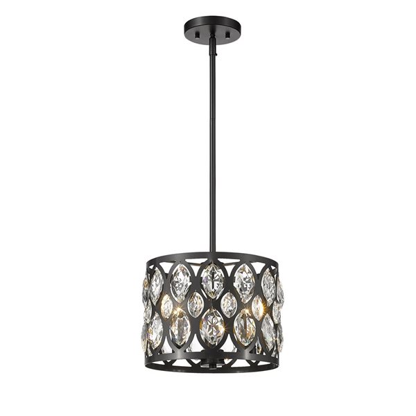 Z-Lite Matte Black Metal Dealey 3-Light Chandelier