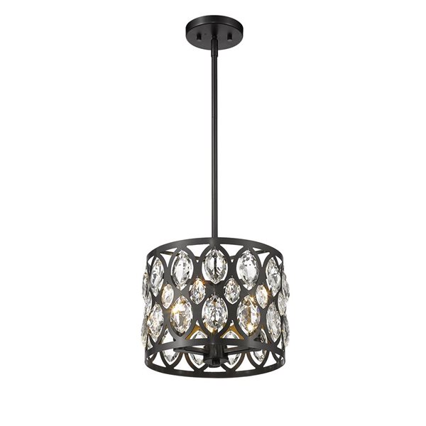 Z-Lite Matte Black Metal Dealey 3-Light Chandelier