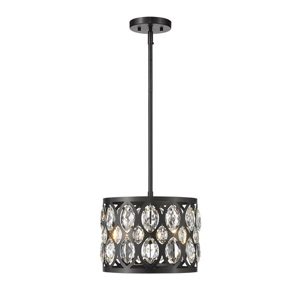 Z-Lite Matte Black Metal Dealey 3-Light Chandelier