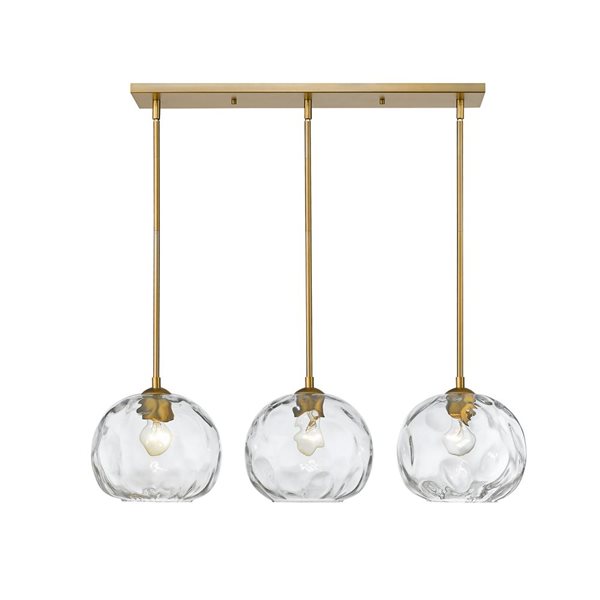 Z-Lite Old Brass Glass Chloe 3-Light Kitchen Island Luminaire