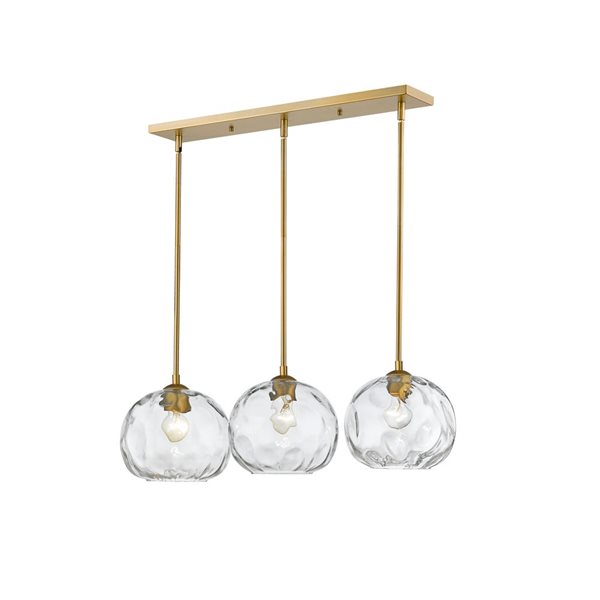 Z-Lite Old Brass Glass Chloe 3-Light Kitchen Island Luminaire