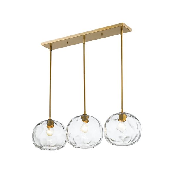 Z-Lite Old Brass Glass Chloe 3-Light Kitchen Island Luminaire