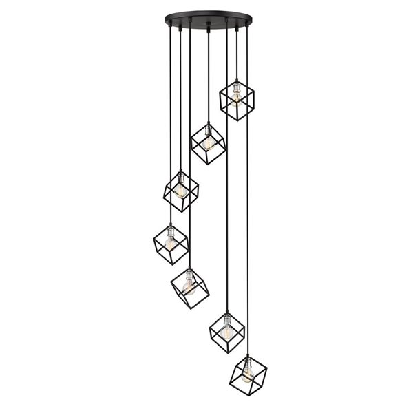 Z-Lite Matte Black/Brushed Nickel Vertical 7-Light Pendant Light