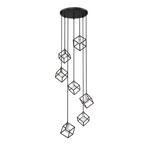 Z-Lite Matte Black/Brushed Nickel Vertical 7-Light Pendant Light