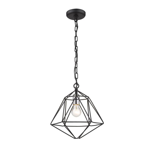 Z-Lite Matte Black/Brushed Nickel Geo 1-Light Mini Pendant Light