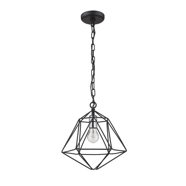 Z-Lite Matte Black/Brushed Nickel Geo 1-Light Mini Pendant Light