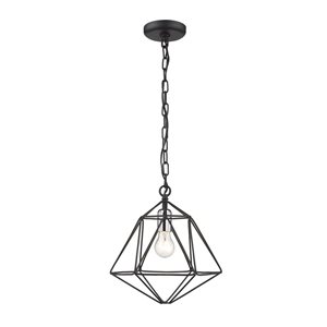 Z-Lite Matte Black/Brushed Nickel Geo 1-Light Mini Pendant Light