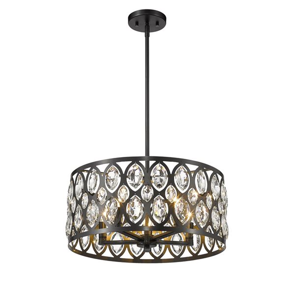 Z-Lite Matte Black Metal Dealey 5-Light Chandelier