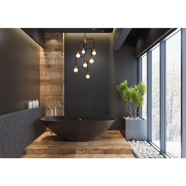 Z-Lite Matte Black/Foundry Brass Glass Neutra 7-Light Chandelier