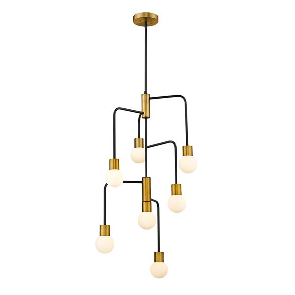 Z-Lite Matte Black/Foundry Brass Glass Neutra 7-Light Chandelier