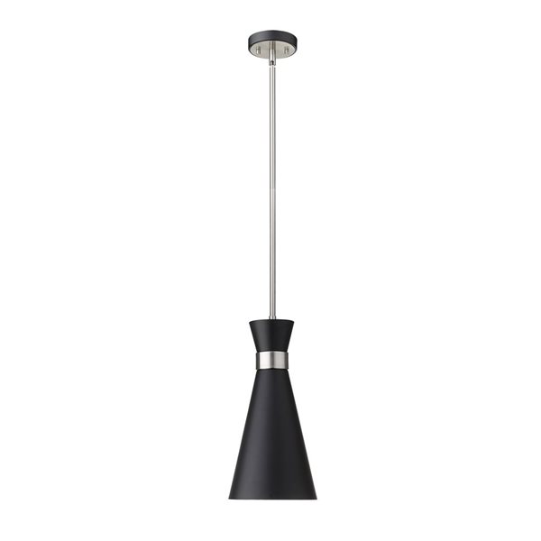 Z-Lite Matte Black/Heritage Brass Soriano 1-Light Pendant Light