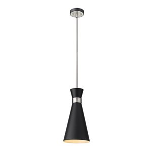 Z-Lite Matte Black/Heritage Brass Soriano 1-Light Pendant Light