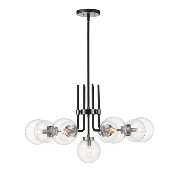 Z-Lite Matte Black/Brushed Nickel Glass Parsons 9-Light Chandelier