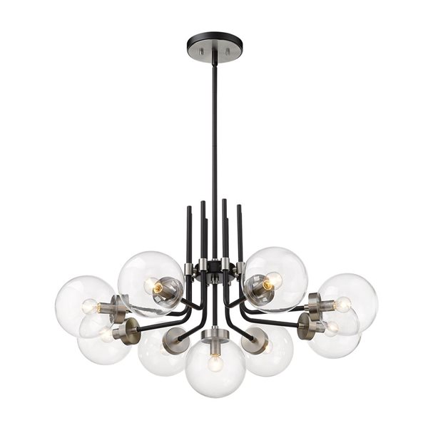 Z-Lite Matte Black/Brushed Nickel Glass Parsons 9-Light Chandelier