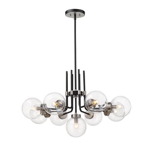 Z-Lite Matte Black/Brushed Nickel Glass Parsons 9-Light Chandelier