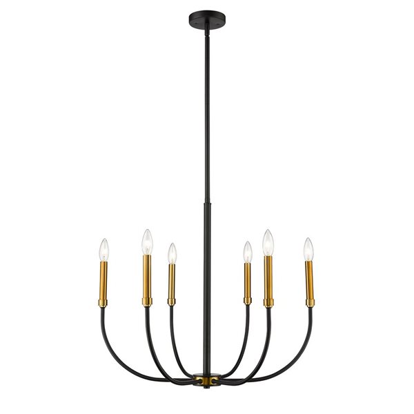 Z-Lite Matte Black/Old Brass Metal Haylie 6-Light Chandelier