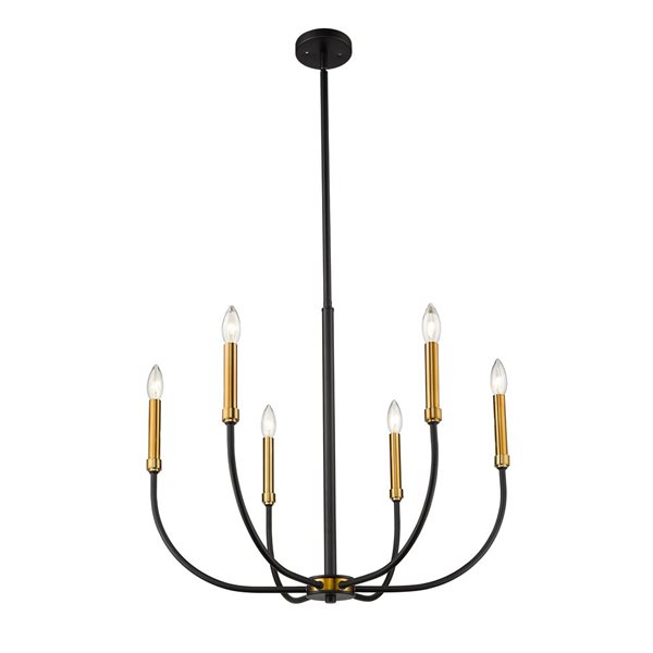 Z-Lite Matte Black/Old Brass Metal Haylie 6-Light Chandelier