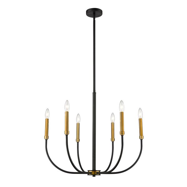 Z-Lite Matte Black/Old Brass Metal Haylie 6-Light Chandelier