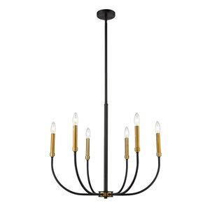 Z-Lite Matte Black/Old Brass Metal Haylie 6-Light Chandelier