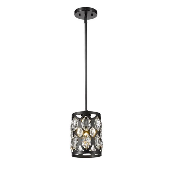 Z-Lite Matte Black/Chrome Dealey 1-Light Mini Pendant Light