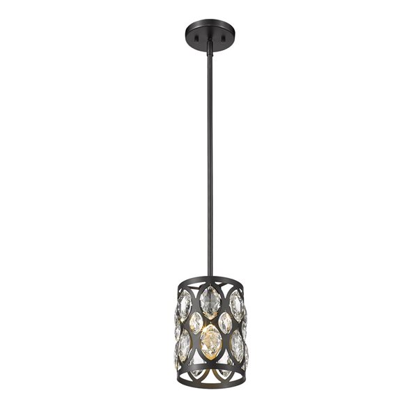 Z-Lite Matte Black/Chrome Dealey 1-Light Mini Pendant Light