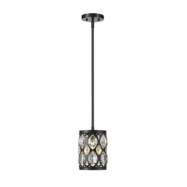 Z-Lite Matte Black/Chrome Dealey 1-Light Mini Pendant Light