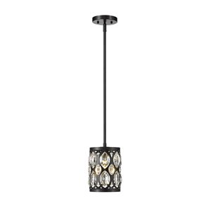 Z-Lite Matte Black/Chrome Dealey 1-Light Mini Pendant Light