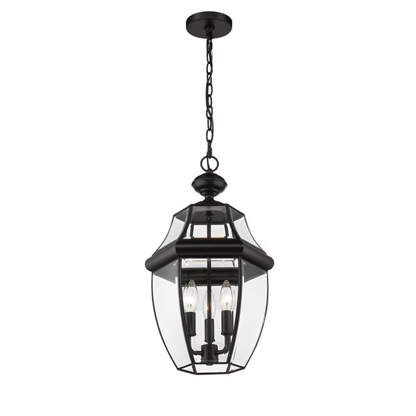 Z-Lite Black Westover 3-Light Outdoor Chain Mount Ceiling Fixture