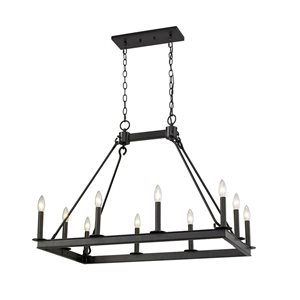 Z-Lite Matte Black Metal Barclay 10-Light Chandelier