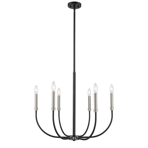 Z-Lite Matte Black/Brushed Nickel Metal Haylie 6-Light Chandelier