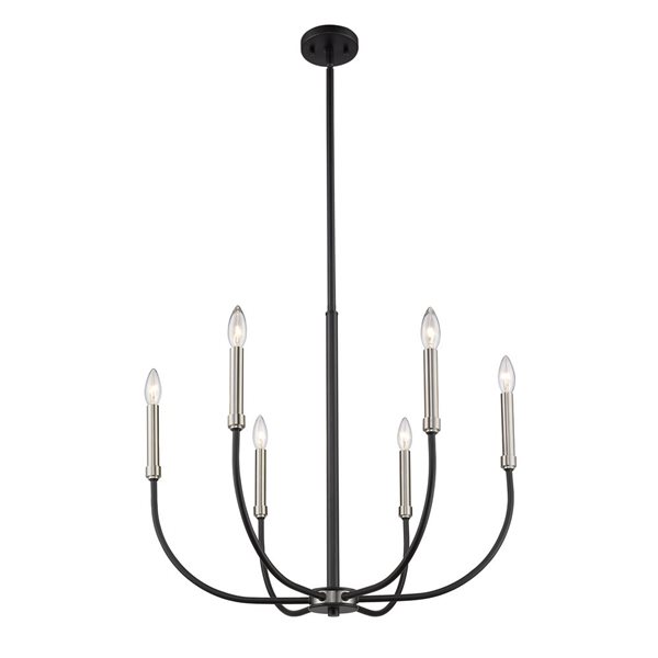 Z-Lite Matte Black/Brushed Nickel Metal Haylie 6-Light Chandelier