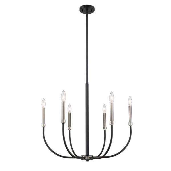 Z-Lite Matte Black/Brushed Nickel Metal Haylie 6-Light Chandelier