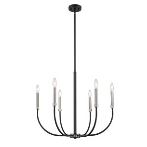 Z-Lite Matte Black/Brushed Nickel Metal Haylie 6-Light Chandelier