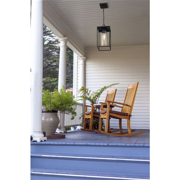 Z-Lite Black Sheridan 1-Light Outdoor Chain Mount Ceiling Fixture