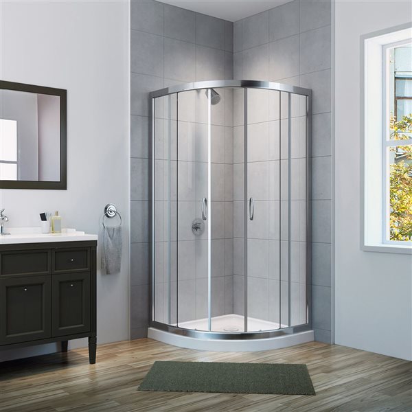 A&E Bath and Shower Polished Chrome 75 x 40 x 40-in 2-Piece Round Corner Shower Kit