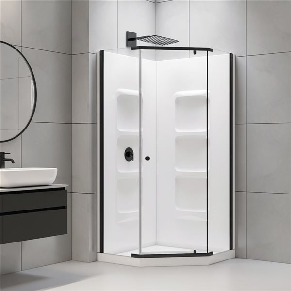 A&E Bath & Shower Black 75 x 40 x 40-in 3-Piece Neo-angle Corner Shower Kit