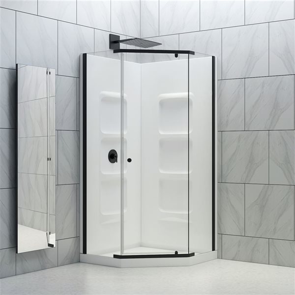 A&E Bath & Shower Black 75 x 40 x 40-in 3-Piece Neo-angle Corner Shower Kit