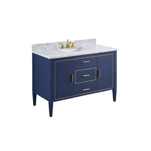 A&E Bath & Shower Modern 48-in Blue Single Sink Bathroom Vanity with White Marble Top