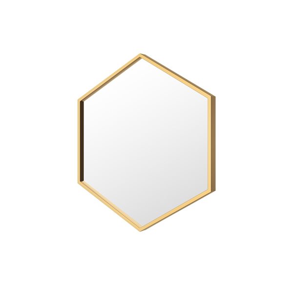 A&E Bath & Shower Modern 28-in Gold Hexagonal Bathroom Mirror