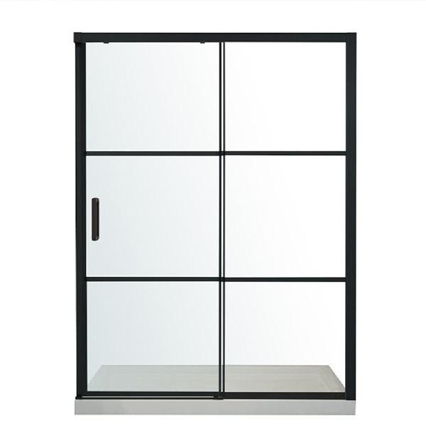 Porte de douche coulissante d'A&E Bath & Shower 75 x 36 po cadre noir mat, verre transparent