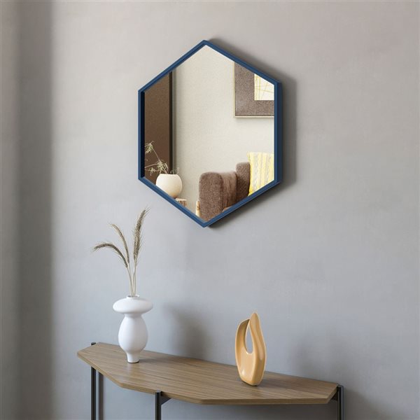 Miroir de salle de bain par A&E Bath & Shower hexagonale bleu 28 po