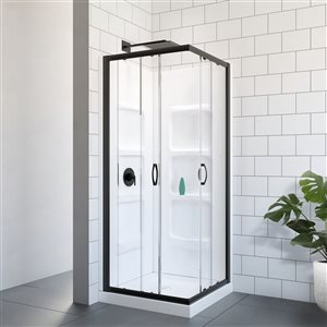 Ensemble de douche en coin carrée A&E Bath & Shower noir 73.77 x 35.98 x 35.98 po, 3 mcx